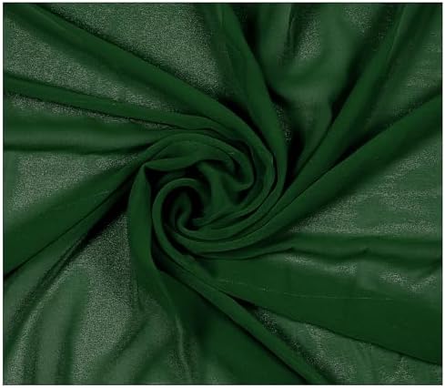 10 Yard Chiffon Fabrics, 44" Wide, Lightweight, Sheer – Hunter Green - Image 3