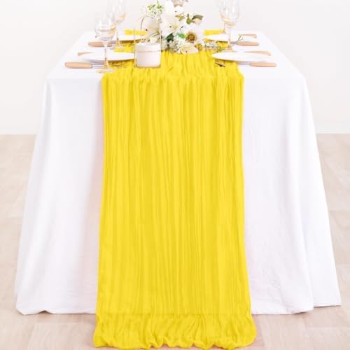Yellow Cheesecloth Table Runner Fall Boho Wedding Picinc Table Decor 10ft - Image 3