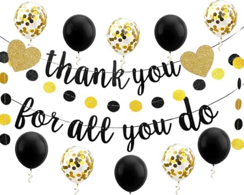 Thank You for All You Do Banner Appreciation Theme Party Decoration for Employee Doctor Nurse Parents Teacher Coworker Staff Hanging Garland Kit Balloons Paper Bunting Supplies Photobooth Backdrop by AccuLess