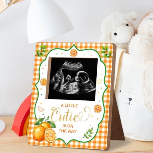 Orange Baby Shower Decor Frame, Tangerine Baby Shower Party Supplies, for Expecting Parents-to-Be Keepsake Gifts, Pregnancy Sonogram Frame Keepsake, Gender Reveal Present - Image 3