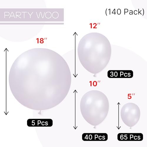PartyWoo Pearl Lavender Balloons 140pcs Pearl Light Pastel Purple Lilac - Image 6