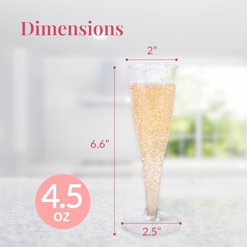 Prestee Disposable Champagne Flutes, 4.5 oz Plastic Champagne Glasses - Image 3