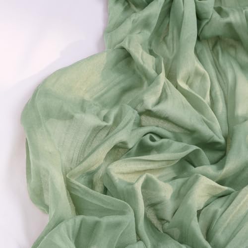 DeZerlor Sage Green Cheesecloth Table Runners 12 Pack Summer Boho Runners - Image 3
