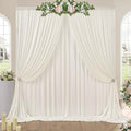 10ft x 10ft Wrinkle Free Ivory Backdrop Curtains for Parties, Polyester Photo Backdrop Drapes 2 Panels 5x10ft Background for Wedding Birthday Baby Shower Party by ENJOYYOURPARTY
