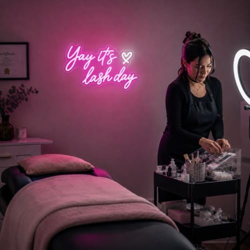 Yay It's Lash Day Neon Sign, Pink LED Lash Neon Light for Lash Room Decor - Image 6