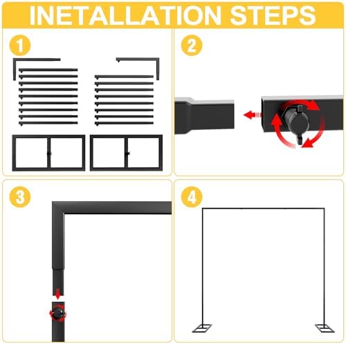Putros Heavy Duty Backdrop Stand 8ft x 8ft Black Pipe and Drape Backdrop Stand Kit Adjustable Metal Backdrop Sand for Wedding Photobooth Exhibition Decoration - Image 4