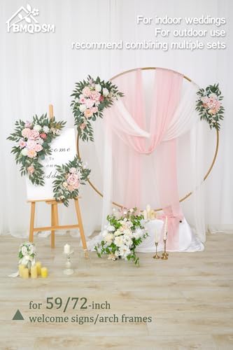 Wedding Welcome Signs Floral(Pack of 2)，Wedding Arch Flowers for Wedding Decorations and Reception Backdrop Decoration (New Pink) - Image 5