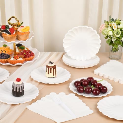 75 Pcs White Paper Plates and Napkins, Tableware Set Serve for 25 Guests - Image 3
