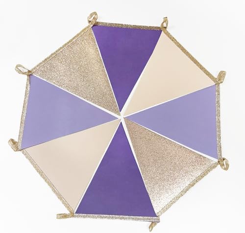 30 Ft Purple Lavender Beige Champagne Gold Party Decorations Pennant Banner Flag Hanging Paper Triangle Bunting for Birthday Bridal Shower Wedding Shower Engagement Lilac Violet Party Supplies - Image 4