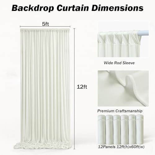 60x12 ft Ivory Backdrop Curtains for Weddings Parties, Birthdays and Photos - Image 6