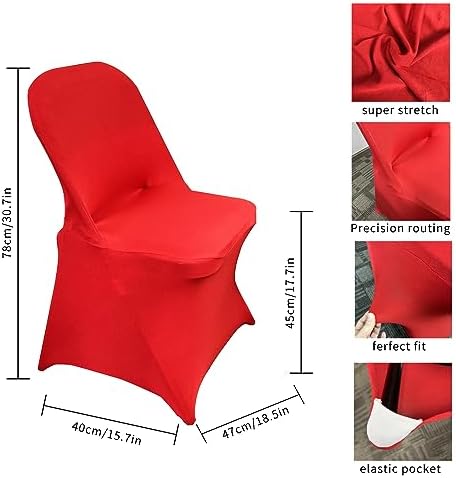 HAINARverS Stretch Spandex Folding Chair Covers 30PCS Red, - Image 3