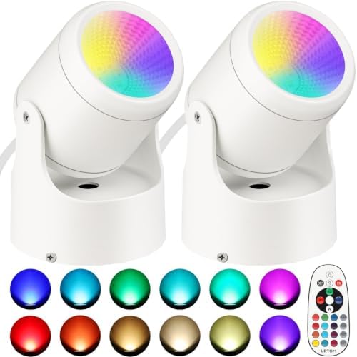 URTOM 6W RGBW Up Lights Indoor Halloween LED Floor Spotlight with Remote by URTOM