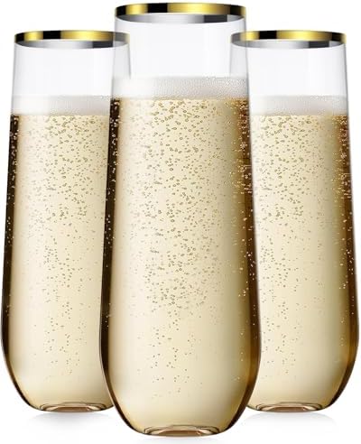 48 Pack Plastic Champagne Flutes, 9 Oz Disposable Wine Mimosa Glasses by Maaacute