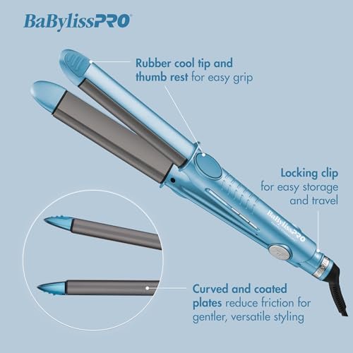 BaBylissPRO Nano Titanium Flat Iron Hair Straightener, 1" Curved Styler for Professional Salon Results and All Hair Types - Image 2