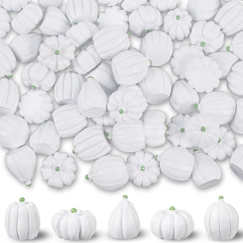 winemana 80Pcs Mini Pumpkins for Crafts, Fall Decorations for Home, White by winemana