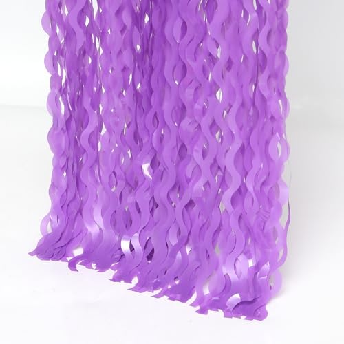 4 Pack Wavy Purple Metallic Tinsel Foil Fringe Curtains - 3.3x6.6 Feet Party Streamer Halloween Decor Foil Curtain Backdrop Holiday Celebration Party Decorations - Image 5