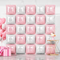 NISOCY 25PCS Pearl Pink and White Square Foil Balloons Wall Backdrop by NISOCY