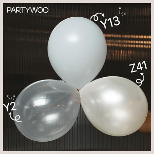 PartyWoo Pearl White Sand Balloons 50pcs White Beige Cream Ivory 12 Inch - Image 4