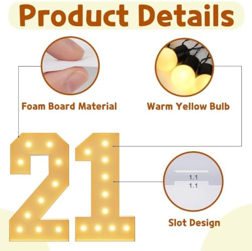 imprsv 21 Marquee Numbers, 4FT Light Up Numbers for 21st Birthday Decor - Image 4