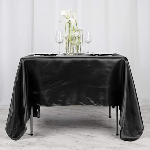Balsa Circle 10 pcs 72x72 inch Black Square Tablecloth Satin Fabric Overlays Linens | Table Cloths Cover for Wedding Party Banquet Reception Events Decoration Kitchen Dining Events Kitchen Dining - Image 4