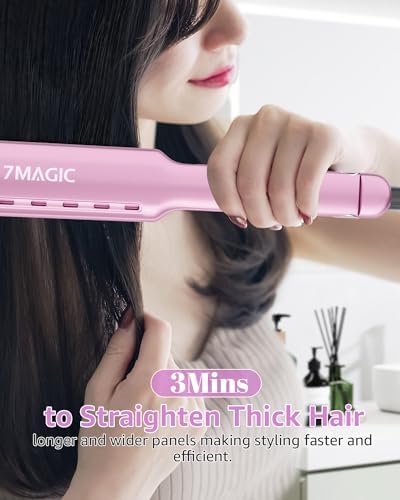 7MAGIC Nano Titanium 1.7" Flat Iron Hair Straightener for Thick Hair,Purple - Image 2