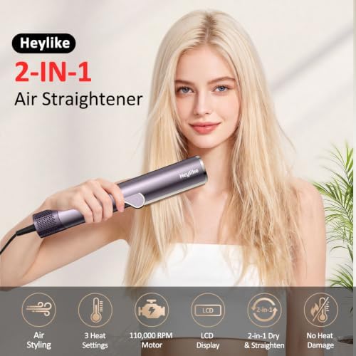 2-in-1 Air Hair Straightener & Blow Dryer,Wet-to-Dry Straightener Flat Iron - Image 2