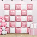 25PCS Pearl Pink White Square Foil Balloons Wall Backdrop by FEYG