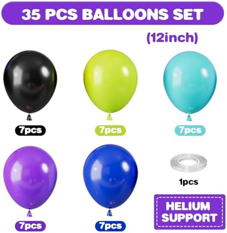 Purple Green Blue Balloons for Monster Video Game Birthday Halloween Party - Image 2