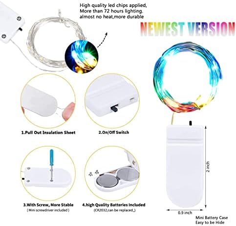 SmilingTown Christmas Fairy Lights Battery Operated-15 Packs 20 LED 6.6FT Silver Wire String Lights Firefly Starry Lights for DIY Custom Wedding Party Table Centerpiece Decoration (Multicolor) - Image 6