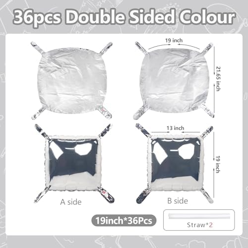 NISOCY 36PCS Metallic Silver Square Foil Balloons Wall Backdrop - Image 2