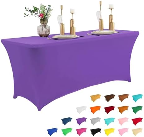 IVAPUPU 6FT Table Cloth for Rectangular Spandex Purple Table Cover by IVAPUPU