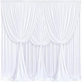 24x10FT White Backdrop Curtains for Wedding Parties, Wrinkle Free Polyester Photography Backdrop Drapes for Wedding Baby Shower Birthday Parties Stage Background Stand Decorations 4x10ft,6 Panels by Partisky