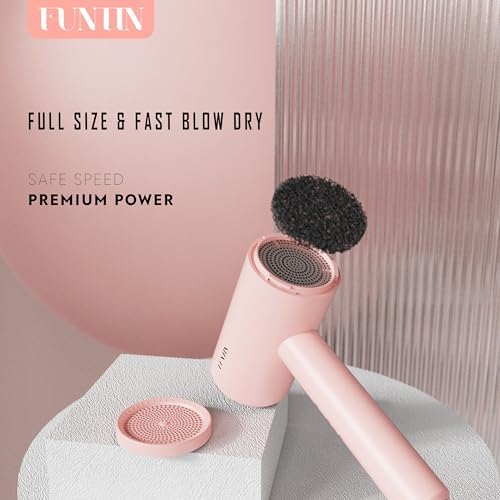 FUNTIN Hair Dryer, Blow Dryer with Diffuser Brush for Women 4C Thick Hair Ionic Hair Dryer(Baby Pink) - Image 4