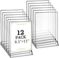 Floroom 12 Pack 8.5x11 Inch Clear Acrylic Sign Holders, Black Border Double-Sided Vertical Picture Frames & Display Stands for Table Numbers, Photos, Menus, Flyers, Weddings, Parties & Events by Floroom