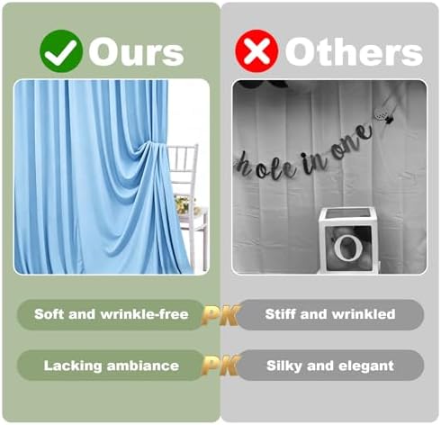 Baby Blue Backdrop Curtain - 10x10FT Back Drop Curtains for Parties Wrinkle-Free Soft Polyester Backdrop Wedding Decoration Photoground Backdrop Stain-Resistant for Back Drop Stand, 2 Panels - Image 5