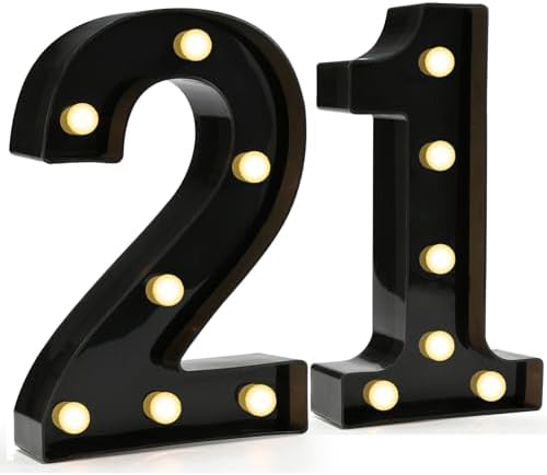 Pooqla Black Light Up Numbers, 21st Birthday Decorations for Him by Pooqla