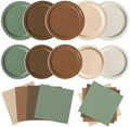 Oigco Woodland Baby Shower Decorations - 60 PCS Brown Sage Green Neutral Forest Animal Brown Plates and Napkins for Safari Jungle Baby Shower Decorations by Oigco