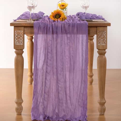 DeZerlor Purple Cheesecloth Table Runners 10 Pack Summer Boho Runners - Image 4