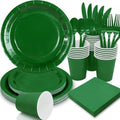 Green Paper Plates Party Supplies,350pcs Green Plates and Napkins Party Supplies Disposable Dinnerware Sets for St. Patrick's Mardi Gras Birthday Decorations Serve 50 by Gudvilla