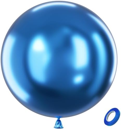 Bezente Metallic Blue Latex Party Balloons 8 Pack 36 inch Giant by Bezente