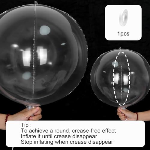 12PCS Clear Round Foil Balloons 22" 15" 10" Large Bubble Balloons - Image 5