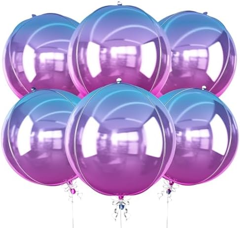 Gradient Purple Round Foil Balloons Birthday Prom Decor 22 Inch 6 Pcs by vibzox