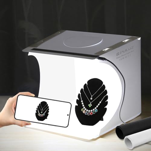 PULUZ Mini Light Box, 9" Photography Table Top Light Box 20 LED Portable Photo Studio Shooting Tent with 2 Kinds Color Backdrops for Small Size Products by PULUZ