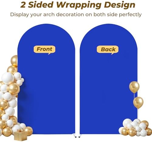 7.2 ft Arch Backdrop Cover Royal Blue - Double-Sided Spandex Arch Covers Stretchy Backdrop for Balloon Arches Birthday Party Baby Shower Banquet Wedding Photo Background - Image 5