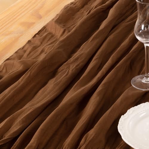 DeZerlor Brown Cheesecloth Table Runners 4 Pack Fall Runners - Image 4