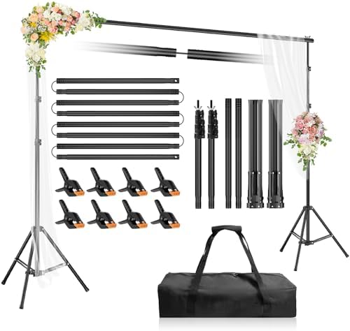 Backdrop Stand Kit 10x7ft(WxH) for Party Photography Weddings by Qoolfoto