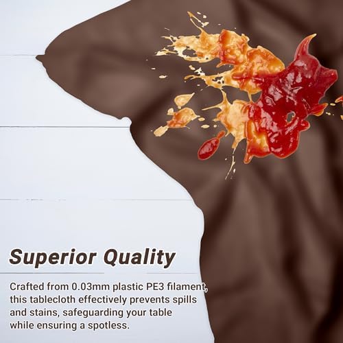 QZYL 12 PCS Brown Plastic Tablecloths, 54 in x 108 in Dinner Table Cloths, Rectangle Table Cover for Birthday Party Family Gathering Wedding - Image 4