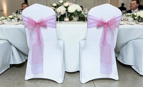 MDS Pack of 200 Organza Chair Sashes for Wedding & Event Décor – Dusty Pink - Image 2