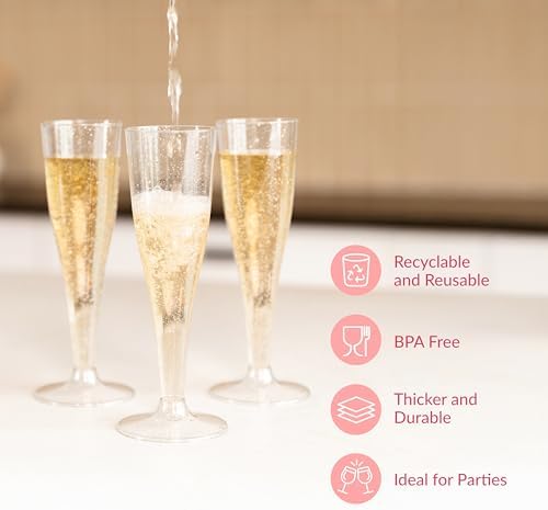 Prestee Disposable Champagne Flutes, 4.5 oz Plastic Champagne Glasses - Image 5