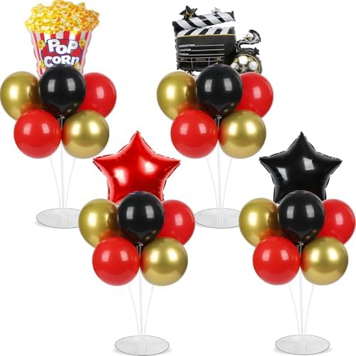 Naozinebi 4 Sets Movie Night Birthday Party Balloons Stand Kit Party Decor by Naozinebi